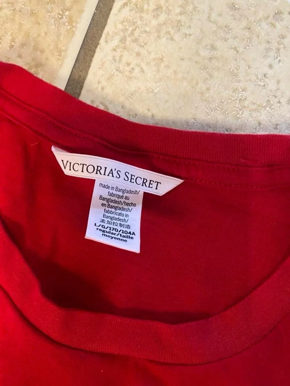Victoria's Secret Red Two-Piece Pajama Set with Metallic Stripe Pants